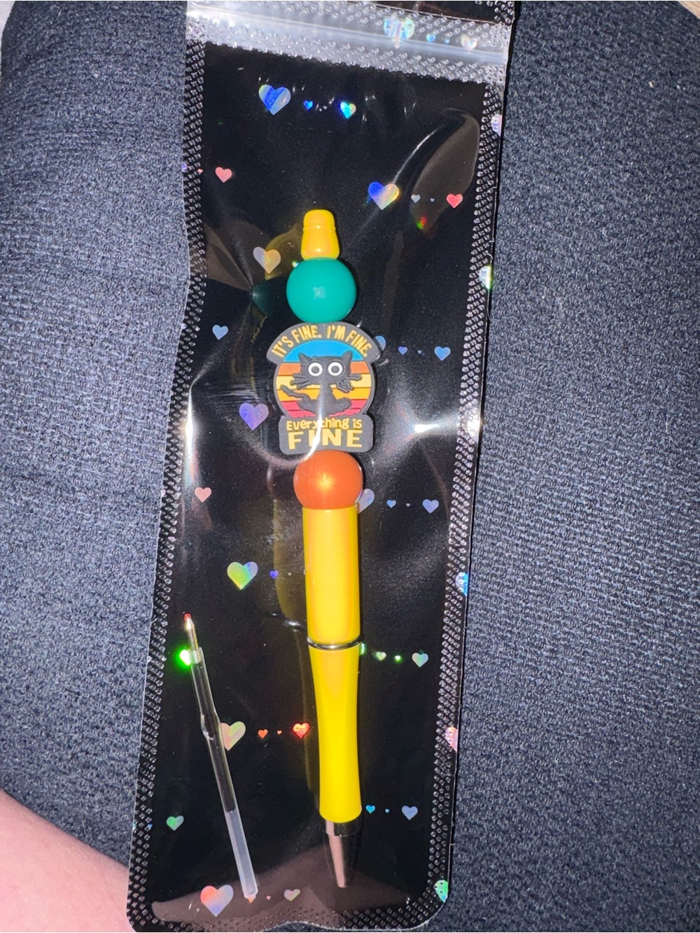 Yellow Cartoon Silicone Grip Kids Pen with Orange & Teal Accents